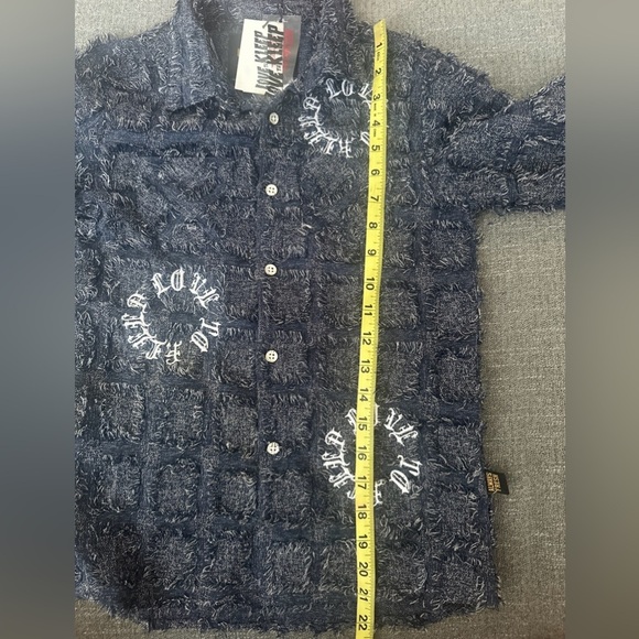 NWT KLEEP Kids Boys Sz 7/8 Embroidered Light Weight Shirt Navy Fumo Button Down - Picture 9 of 10